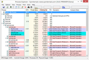 Showing the interface in Process Explorer